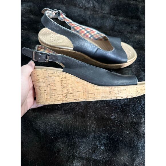 Crocs Women Shoe A Leigh Size 9 Wedge Heel Slingback Sandal espadrille - Picture 3 of 5